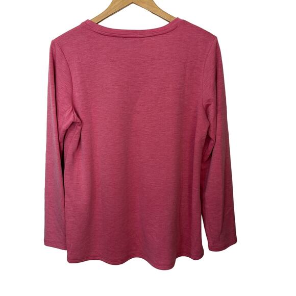 Susan Graver Weekend Pink Heathered Brushed Knit Top Size M Side Hem Zippers - Picture 4 of 9